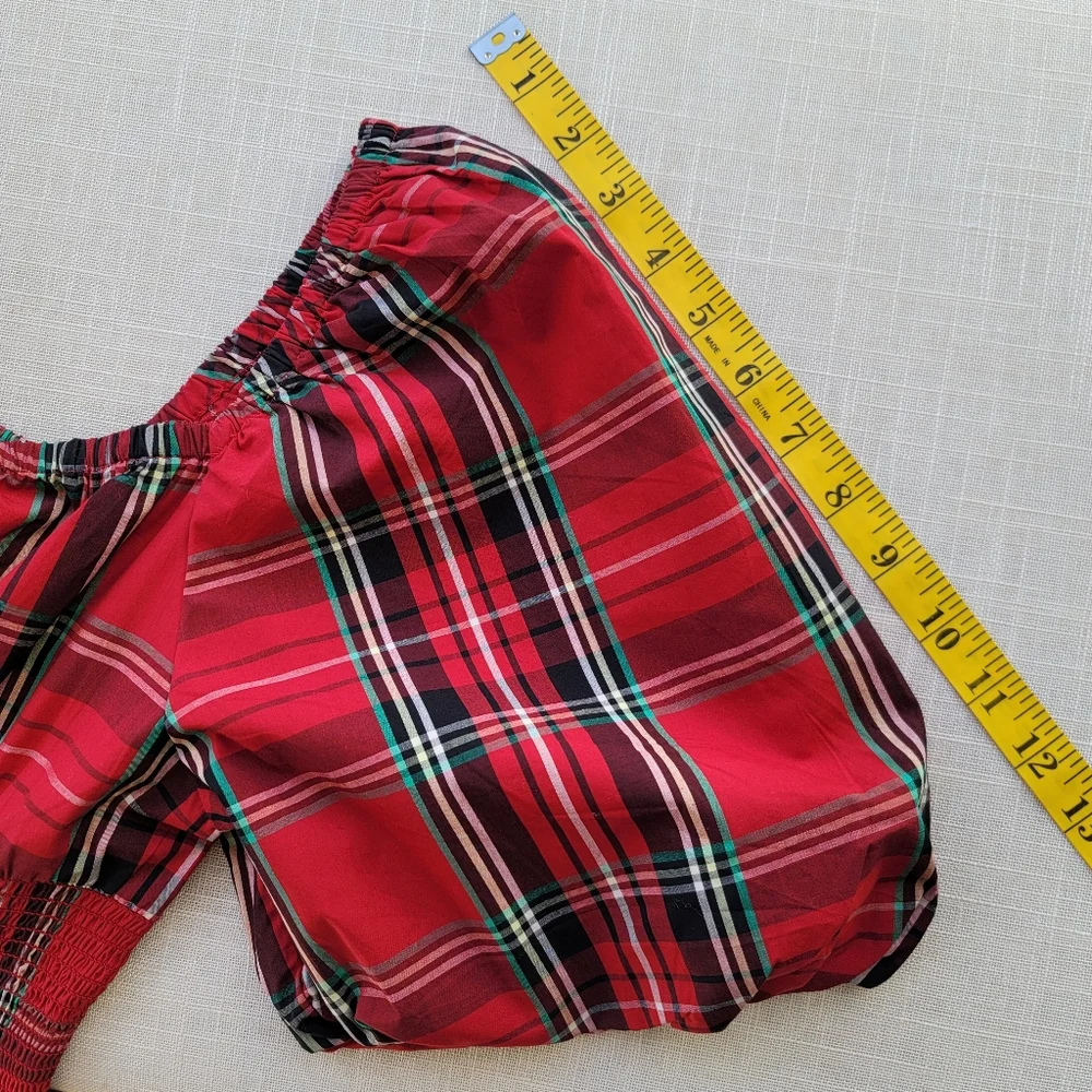 New! J.Crew sz Medium M Red Tartan Plaid Smocked Midi Dress NWT
